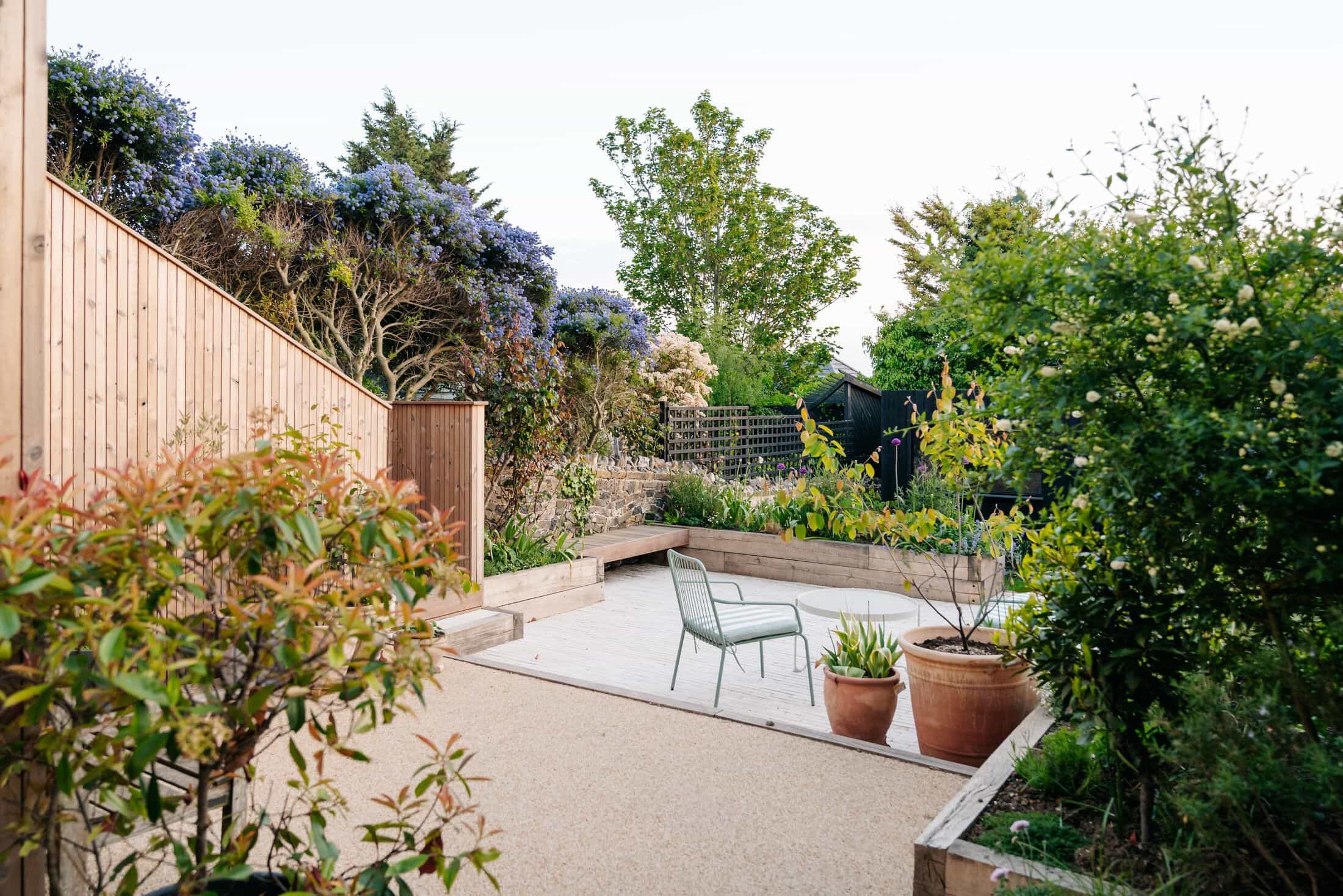 View from interior looking out to landscaped garden