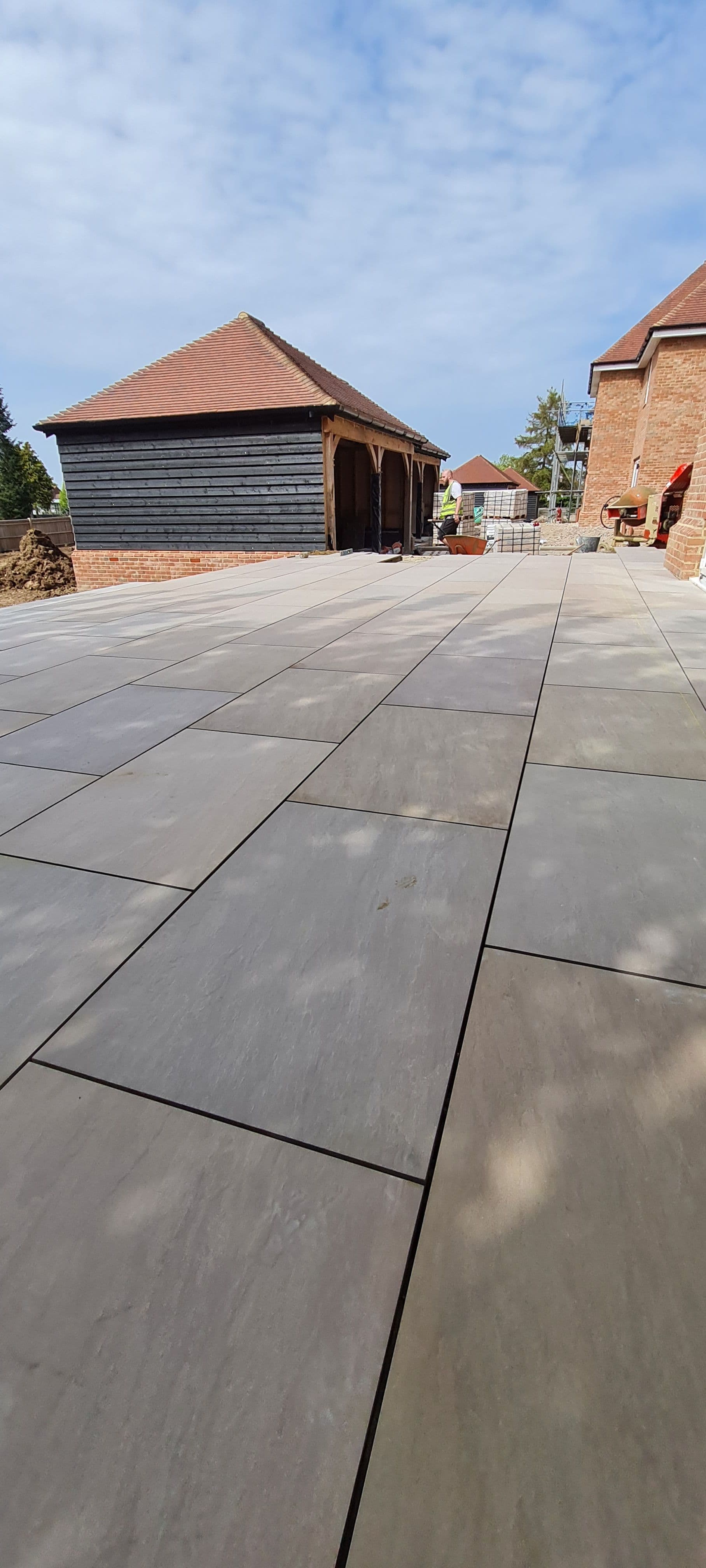 Stone patio hardscaping project