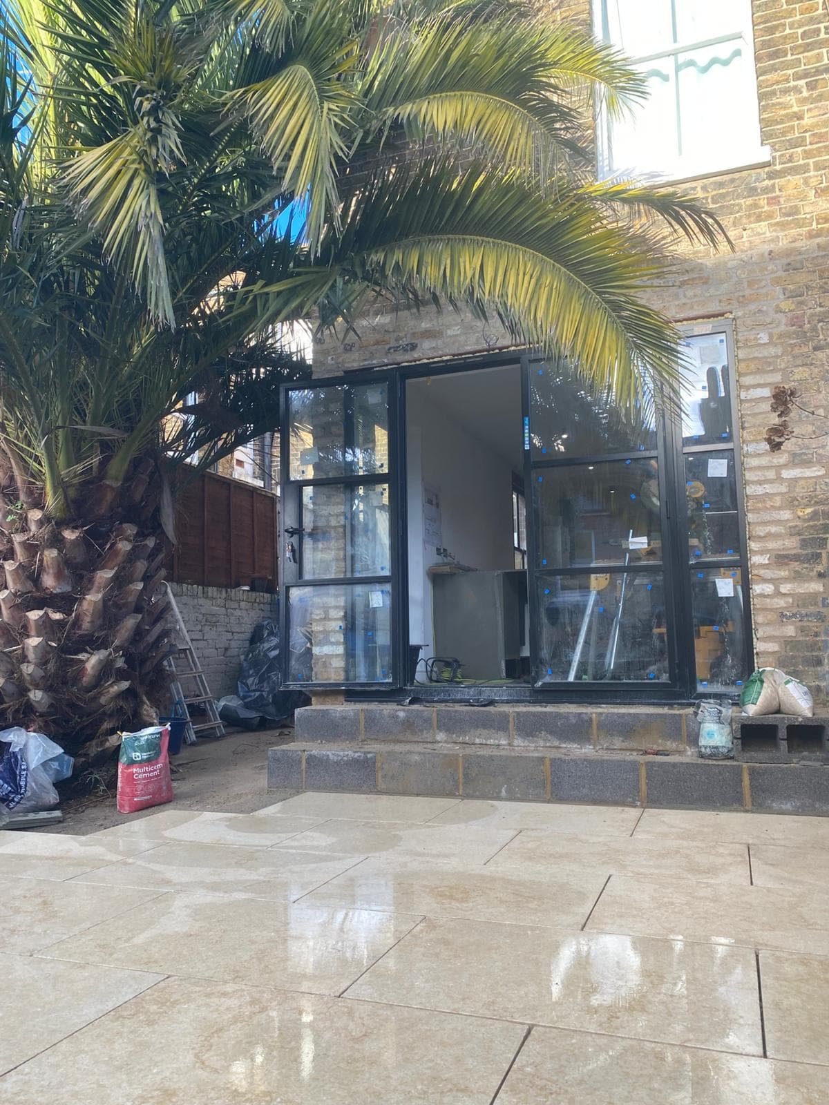 Garden transformation with palm tree